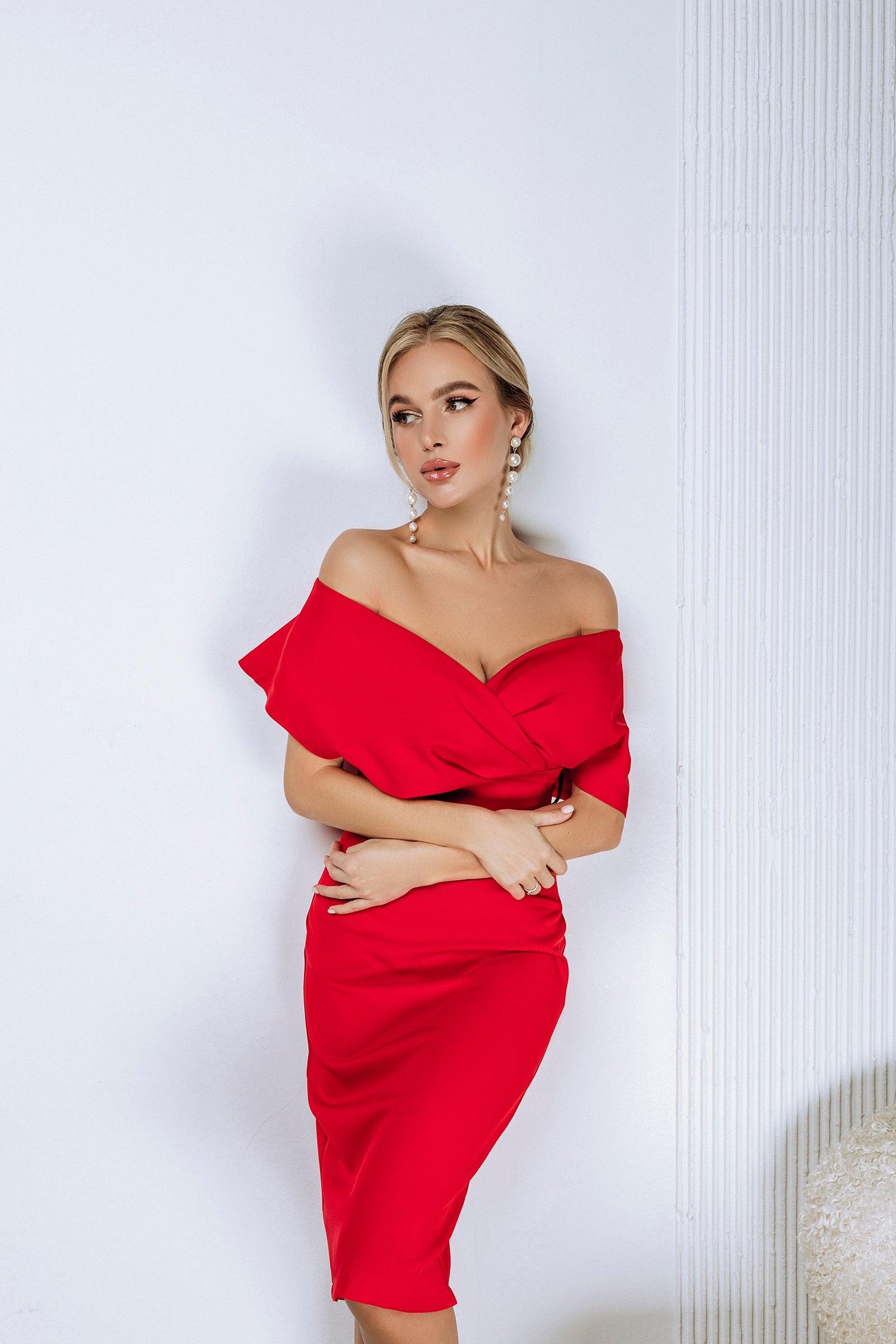 trinarosh Red Off-the-shoulder Mini Dress
