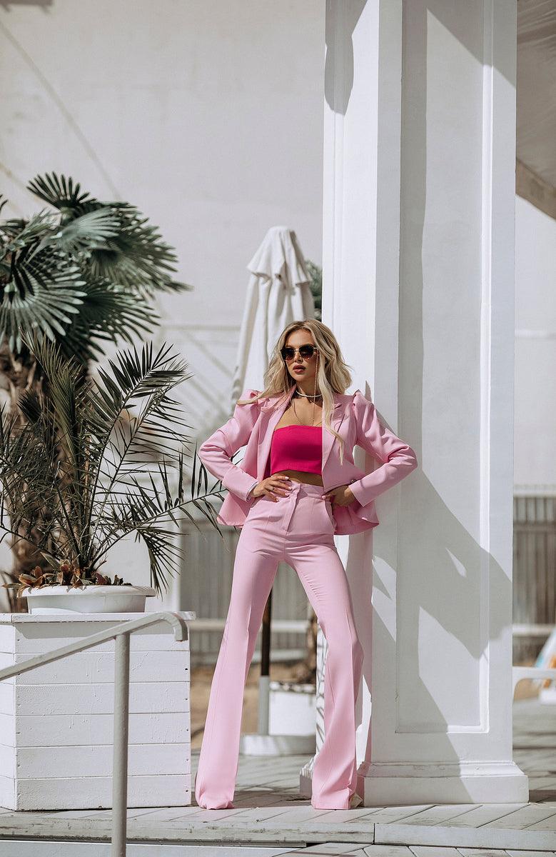 trinarosh Pink Double Breasted Suit 2-Piece