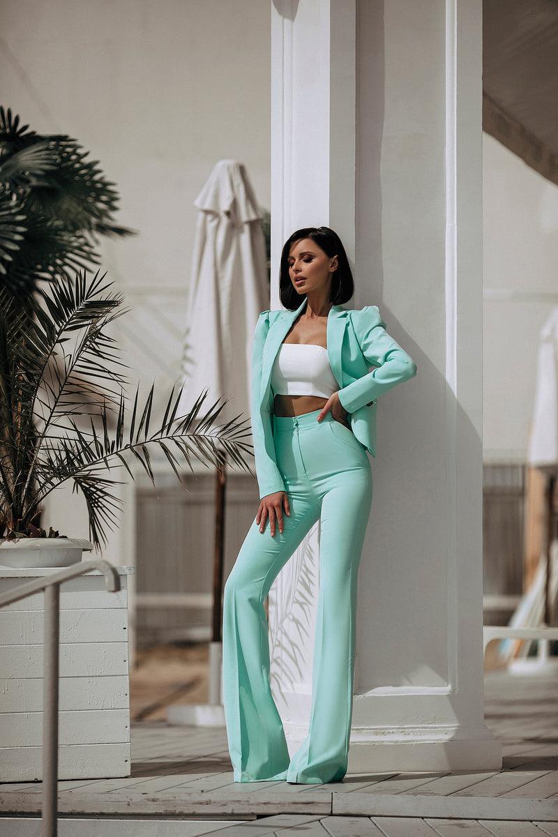 trinarosh Tiffany-Blue Double Breasted Suit 2-Piece