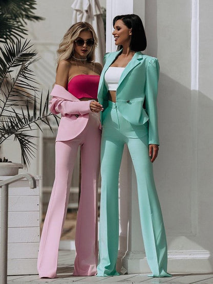trinarosh Tiffany-Blue Double Breasted Suit 2-Piece