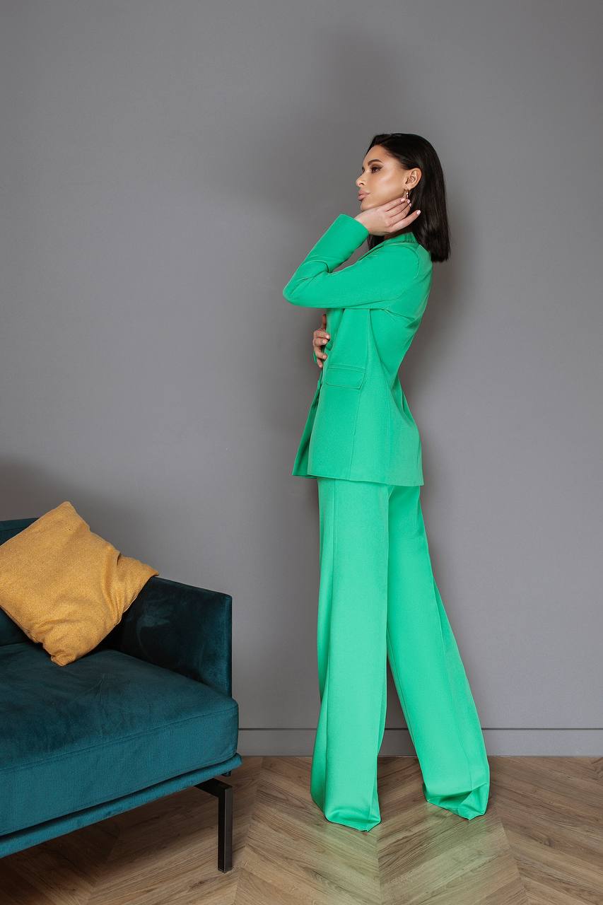 trinarosh Green Belted Double Breasted Suit 2-Piece